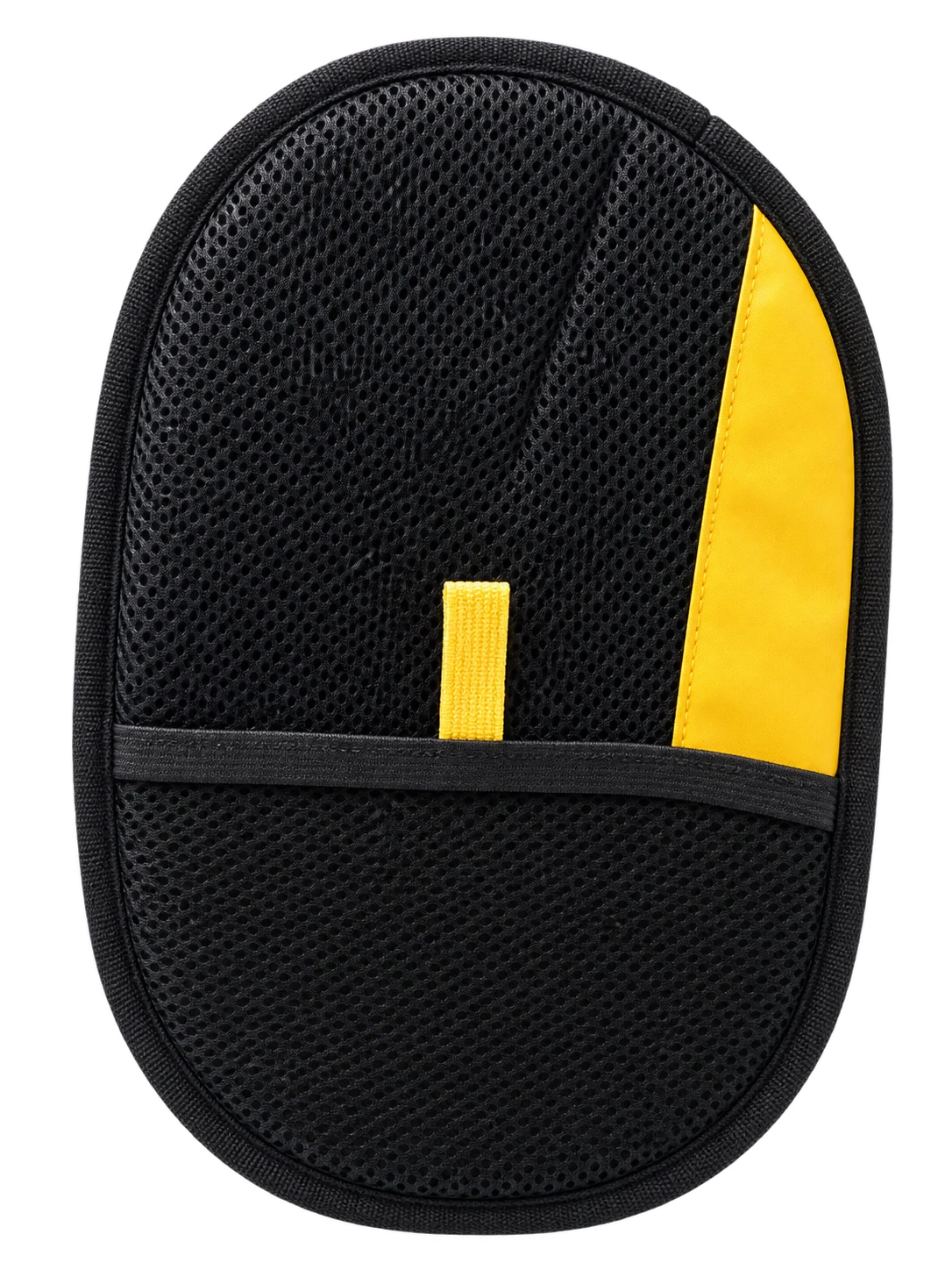 ZoomieGlove black mesh pocket with yellow side panel and pull tab
